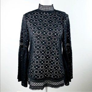 Pointelle Sheer Lace top - size S